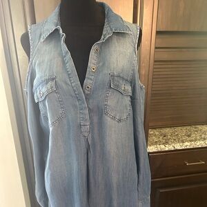 Denim Sleeveless Button-Up dress
